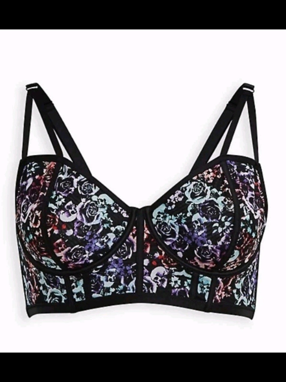 Floral And Skull Longline Bra Size 2